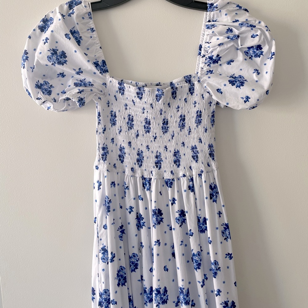 Caroline Constas Gianna Maxi Dress. Size Small. NWT. Blue spot floral.
